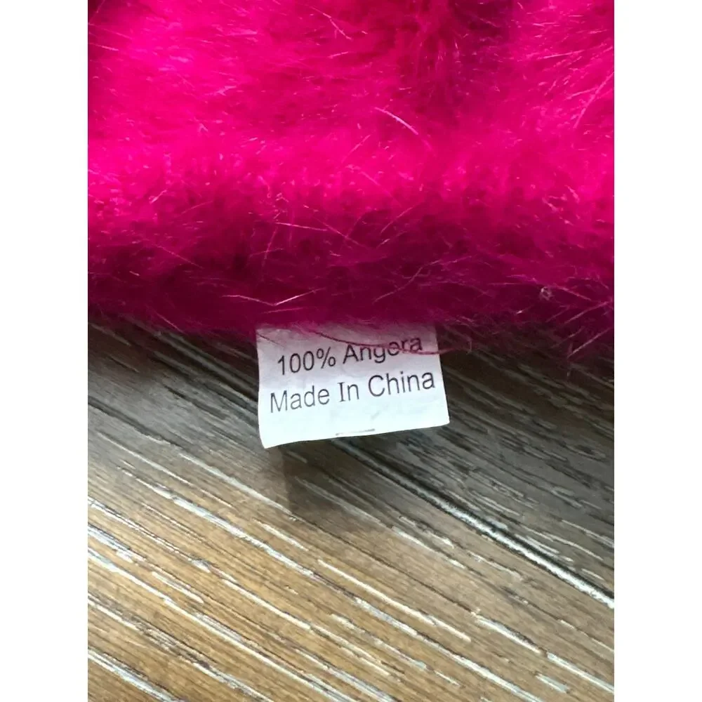 LOT x 2 Winter Hats Magenta Jeweled Bow Beret Cap & Navy Bucket Snowflake